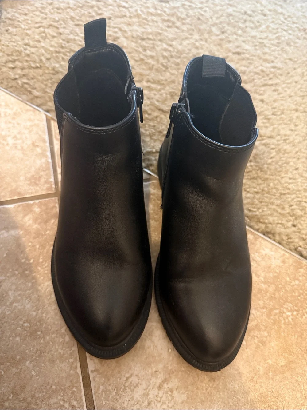 Kids car and jack Black Leather Ankle Boots